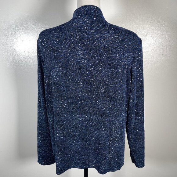 Jump Apparel Blue Silver Collar Neck Open Front Long Sleeve Jacket XL - Picture 11 of 11